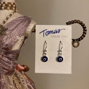 NWOT - Tomas Navy Blue and White Evil Eye Sterling Silver Dangle Earrings